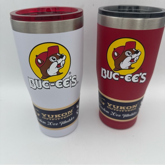 2 Buc-ee's Buccees Freedom Tumbler Yukon Outfitters Red and White 20 Oz New - Picture 1 of 8